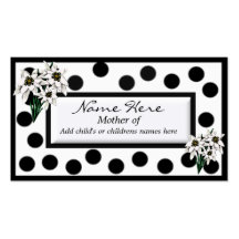 Black and White Edelweiss Mommy Card Business Card Template