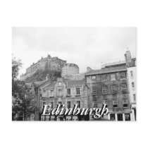Black and white Edinburgh Castle Scotland postcard