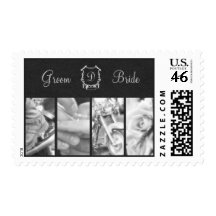 Black and White Elegant Biker Wedding Postage