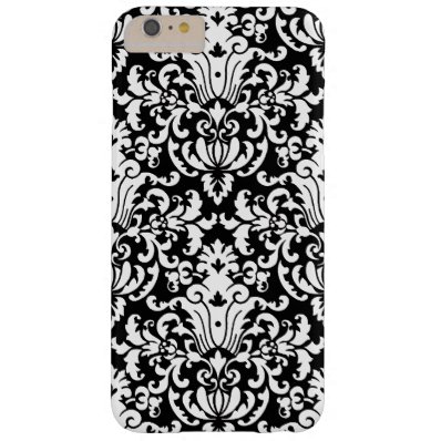 Black and White Elegant Damask Barely There iPhone 6 Plus Case