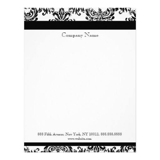 Black and White Elegant Damask Letterhead Zazzle