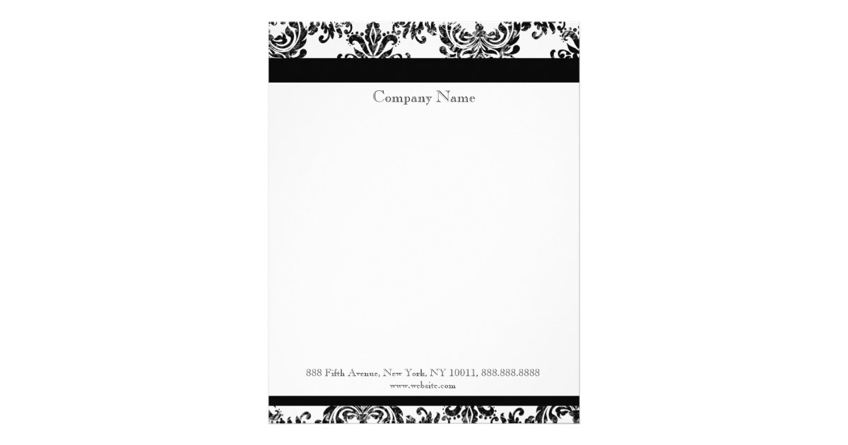 Black and White Elegant Damask Letterhead Zazzle