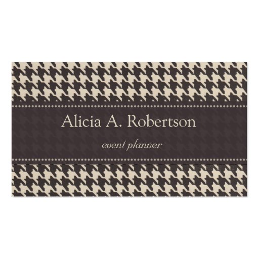Black and White Elegant Houndstooth Business Card (front side)