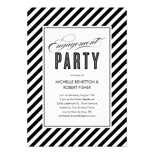 Black and White Engagement Party Invitations