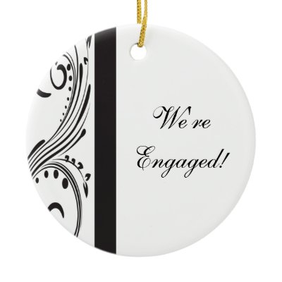 Black and White Engagement Round Ornament
