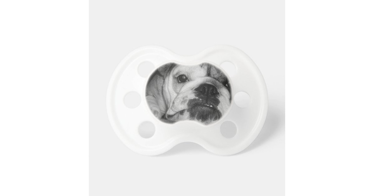 Black and White English Bulldog Puppy Pacifier | Zazzle
