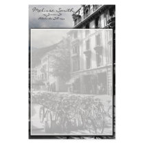 Black and White European Square Scene Customized Stationery
