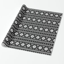 Black and White Fair Isle Christmas Sweater Print Wrapping Paper