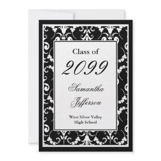 Black and White Fancy Script Graduation Invitation