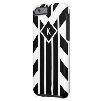 Black and White Fancy Stripes with Monogram Case