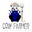 Black And White Farmer Cow Black White Cow Farmer posters