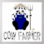 Black And White Farmer Cow Black White Cow Farmer Print