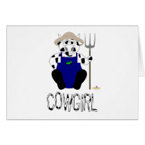 Black And White Farmer Cow Black White Cowgirl cards