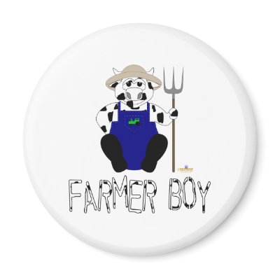 Black And White Farmer Cow Black White Farmer Boy Fridge Magnets by animalacres