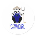 Black And White Farmer Cow Blue Cowgirl stickers