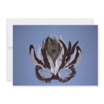 Black and white feather mask personalized invitation