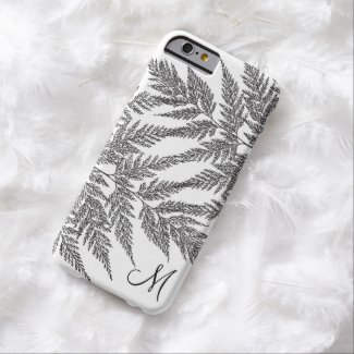 Black and White Fern Pattern Monogram