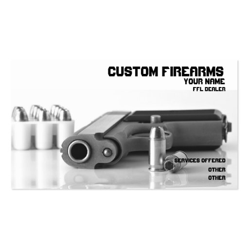 Black and White firearms ffl dealer Business card (front side)