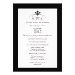Black and White Fleur de Lis Formal Graduation Invites