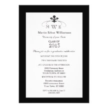 Black and White Fleur de Lis Formal Graduation Invites