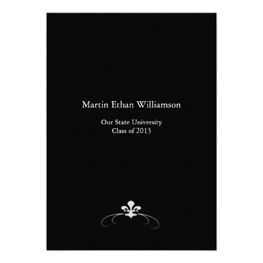 Black and White Fleur de Lis Formal Graduation Invites