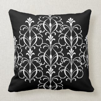 Black And White Fleur Design Throw Pillow