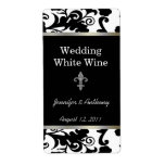 Black and White Fleur Di Lys Wedding Wine Labels
