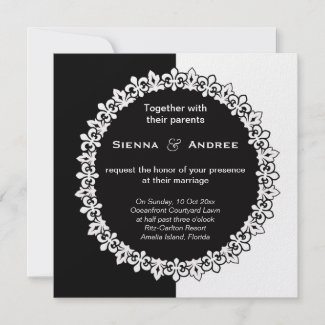 Black and White Fleur Wedding invitation