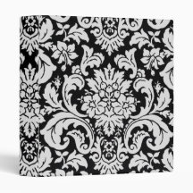 Black and White Floral 3 Ring Binders