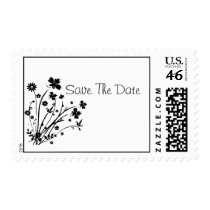 Black and White Floral Burst postage