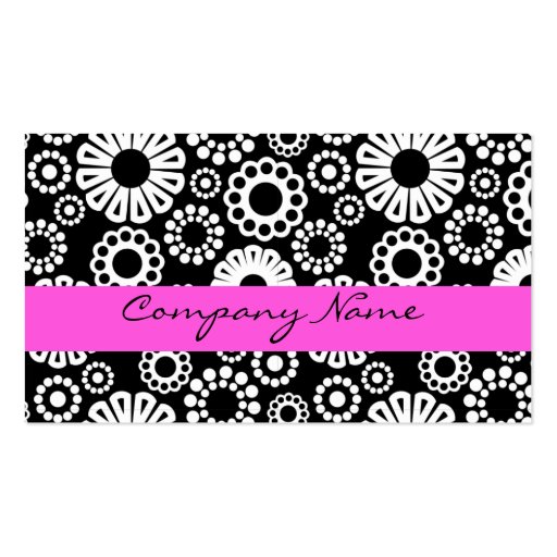 Black and white floral Business Card (front side)