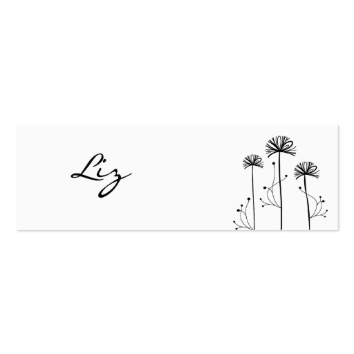 Black and White Floral Business Card Template (back side)