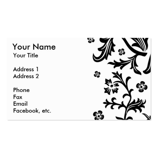 Black and White Floral Business Cards