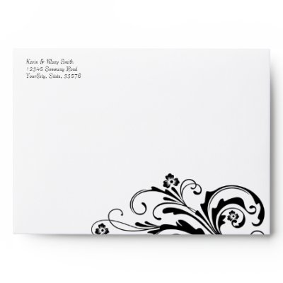 Black and White Floral Chic Envelopes