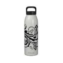 Black and White Floral Chic Drinking Bottle