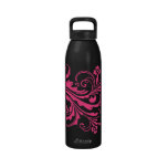 Black and White Floral Chic Water Bottle