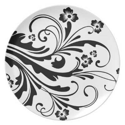 Wedding Shower Prizes on Black And White Floral Chic Wedding Dinner Plate From Zazzle Com