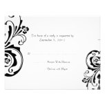 Black and White Floral Chic Wedding RSVP Custom Invites