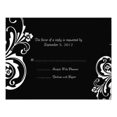 Black and White Floral Chic Wedding RSVP Personalized Announcement