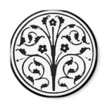 Black and White Floral Circle Refrigerator Magnet