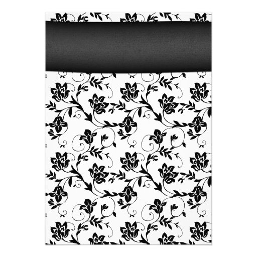 Black and White Floral Damask Wedding Invitation