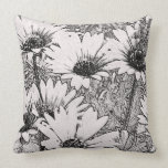 Black and White Floral Design Throw Pillow