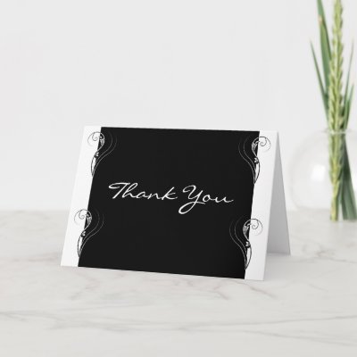 Black and White Floral Elegance Thank You Card