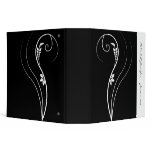 Black and White Floral Elegance Wedding 3 Ring Binders
