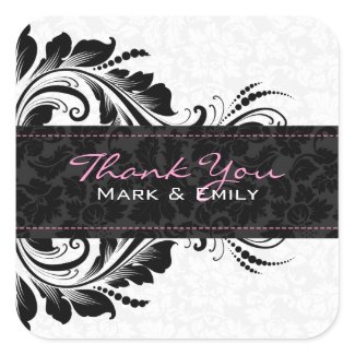 Black And White Floral Floral Ornament Sticker