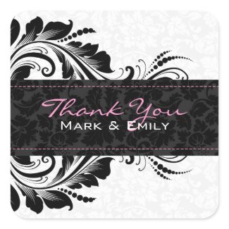 Black And White Floral Floral Ornament Sticker