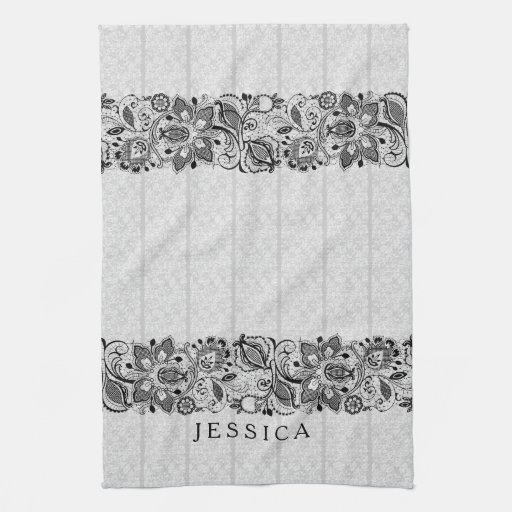 Black And White Floral Lace Hand Towels Zazzle