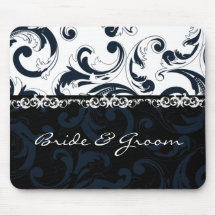 Black and White Floral Mouse Mats