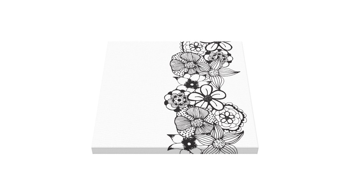 Black and White Floral Outline Canvas Print Zazzle