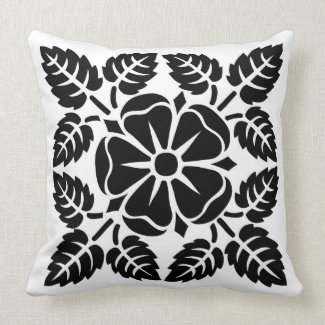 Black and White Floral Pattern Pillow